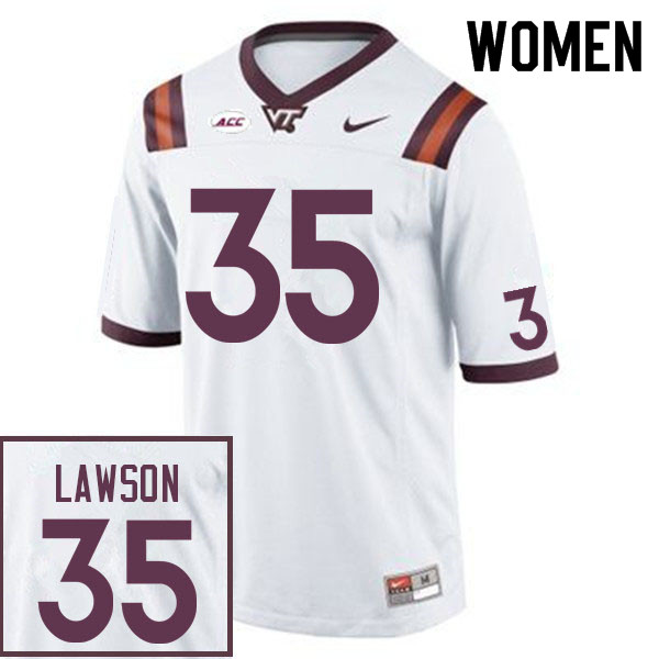 Women #35 Keli Lawson Virginia Tech Hokies College Football Jerseys Sale-White - Click Image to Close